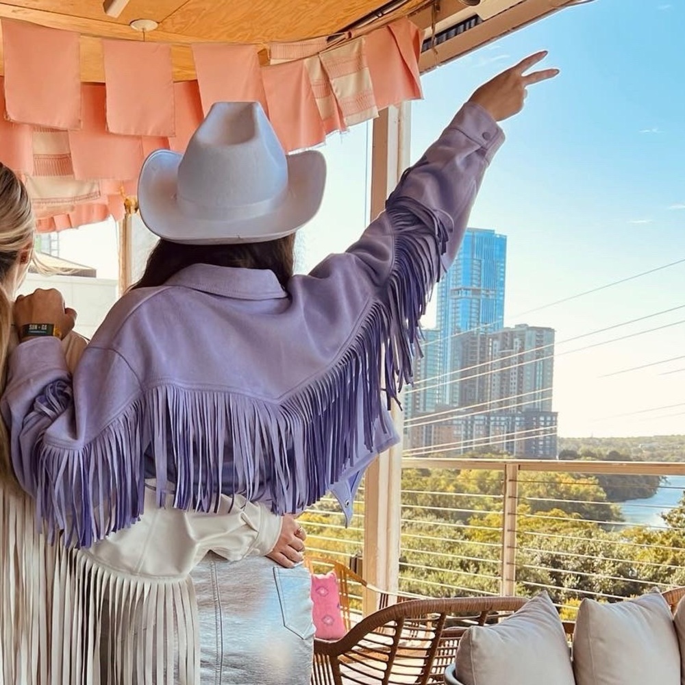 Purple Fringe Cropped Jacket